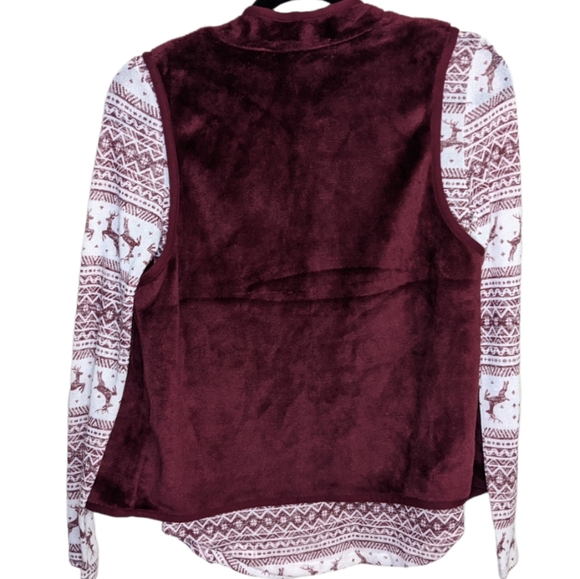 NWT Wallflower Women's Red Long Sleeve Shirt with Matching Vest 🍁 Size S - Picture 3 of 12